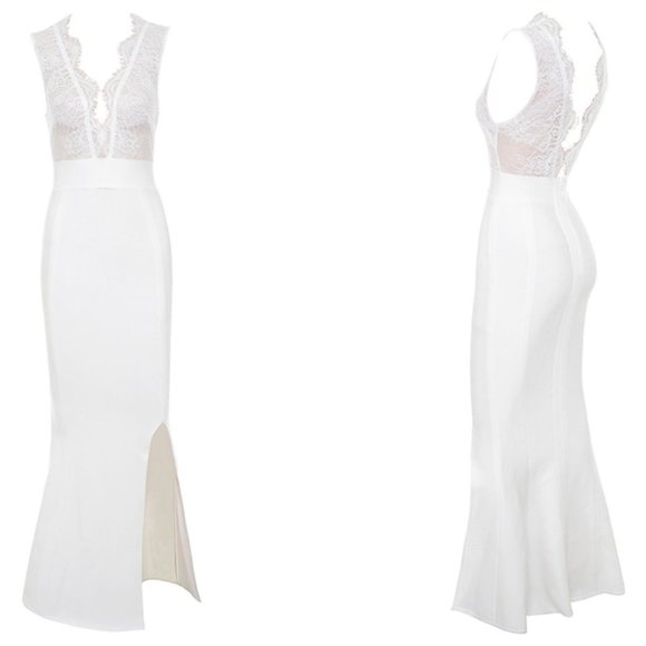 RARE HOUSE OF CB 'Balere' White Bandage and Lace Maxi Dress NWOT - Picture 8 of 14